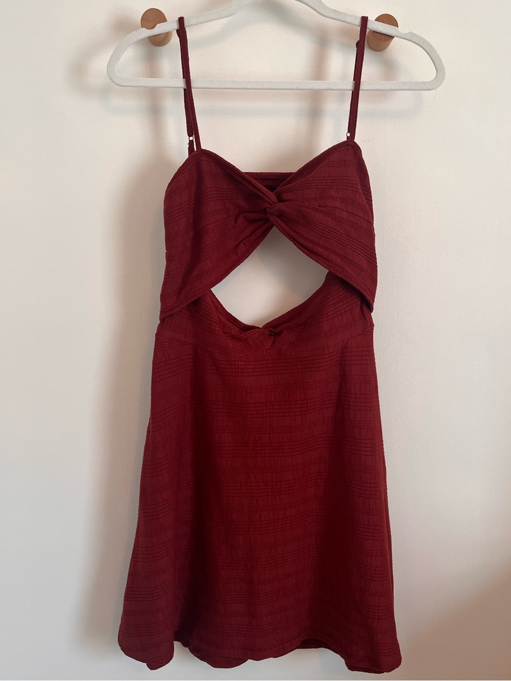 Anthropologie Burgundy Twist Cutout Slip Dress